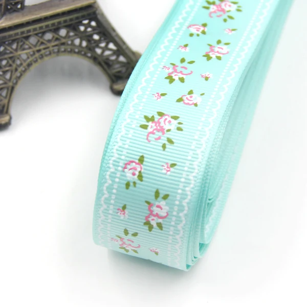 Tiffany Blue Новинка! 5 ярдов/партия, 6 цветов, милая корсажная лента и печатная Цветочная серия лент, сделай сам, украшение для дома и свадьбы/подарочная упаковка - Цвет: Tiffany Blue