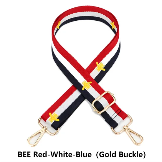 Bee-Red-White-Blue Сумка на ремне для женщин сумка через плечо Аксессуары для ремней на сумку ручка сумки через плечо широкий ремешок часть Золотая Пряжка для девушек - Цвет: Bee-Red-White-Blue
