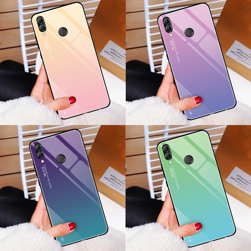 Tempered Glass Phone Case for Honor 9 10 Lite 8X Huawei P30 P20 Mate 20 Pro Nova 4 3 3i Scratchproof Soft Gradient Color | Мобильные