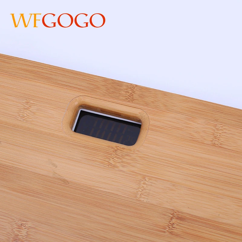 WFGOGO бамбуковые весы 180 кг для ванной комнаты, умные светодиодные цифровые напольные весы, весы для дома