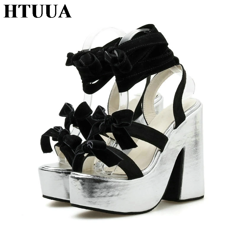 Женские сандалии-гладиаторы на высоком каблуке HTUUA готические сандалии высокой