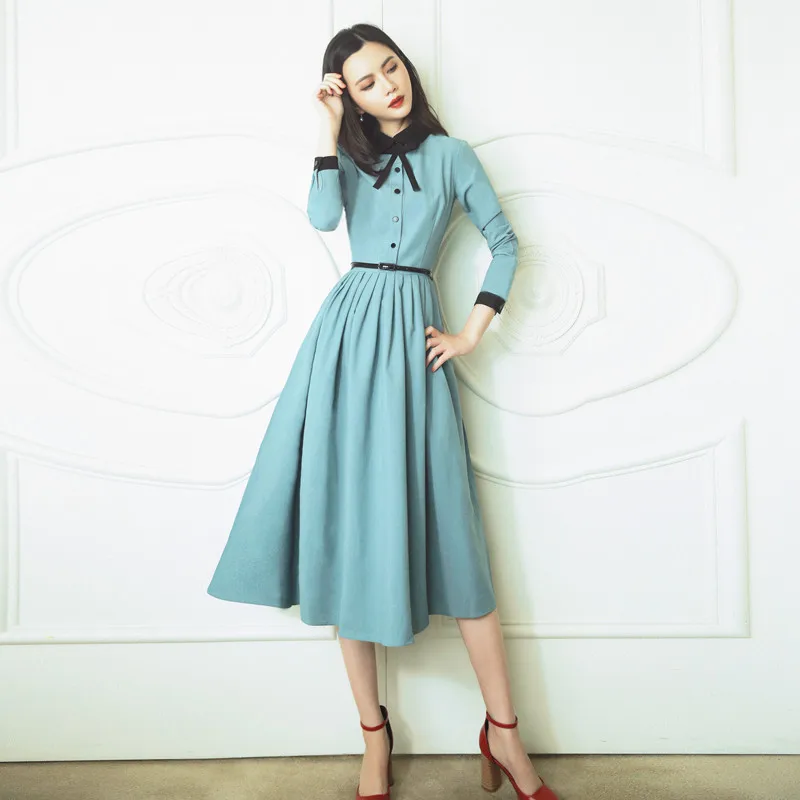 Spring Women's Vintage Republic Style Simple Turn-down Collar Preppy Style Slim Dress Fashion Temperament Mid-length Party Dress
Spring Women's Vintage Republic Style Simple Turn-down Collar Preppy Style Slim Dress Fashion Temperament Mid-length Party Dress