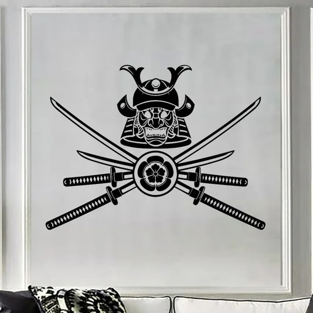 Съемная домашняя виниловая наклейка самурайский воин японская маска настенные
