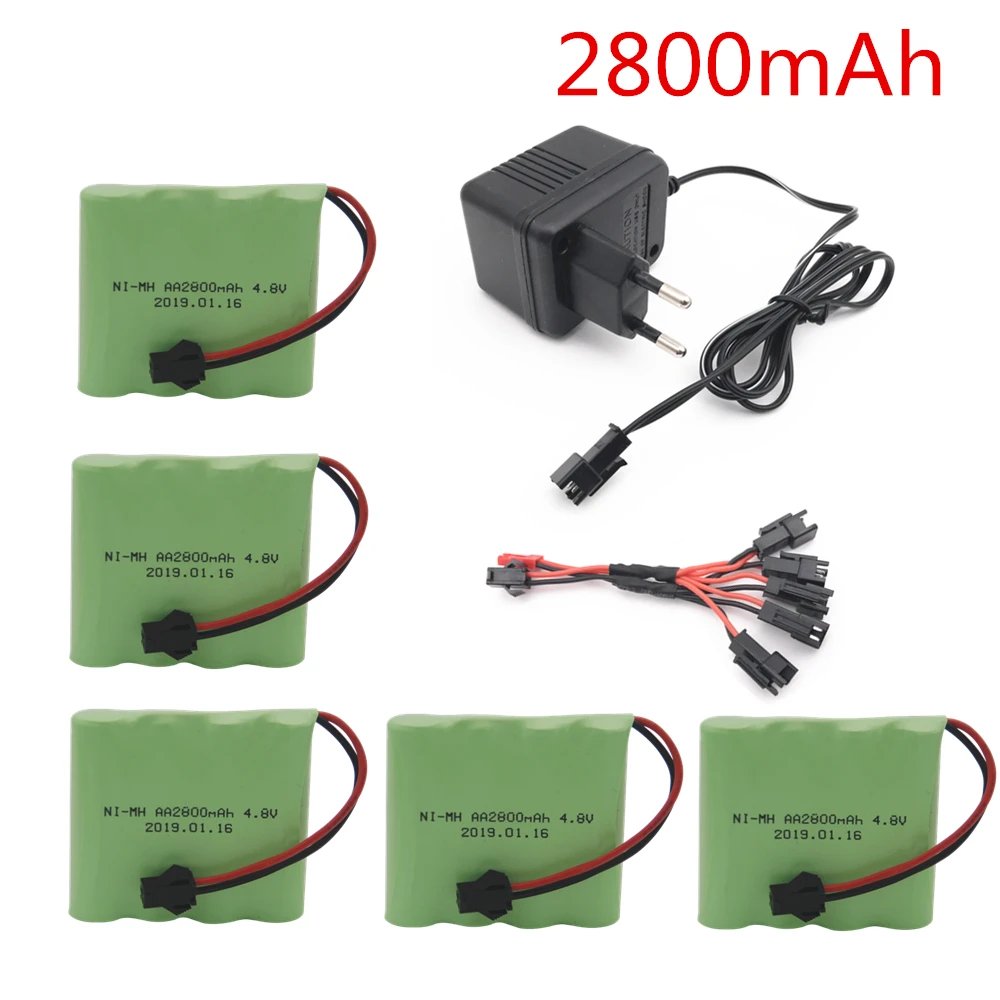 4.8v 2800mah AA NI-MH Battery With Charger Ultra-high capacity upgrade rechargeable Battery Electric toys RC car ship robot