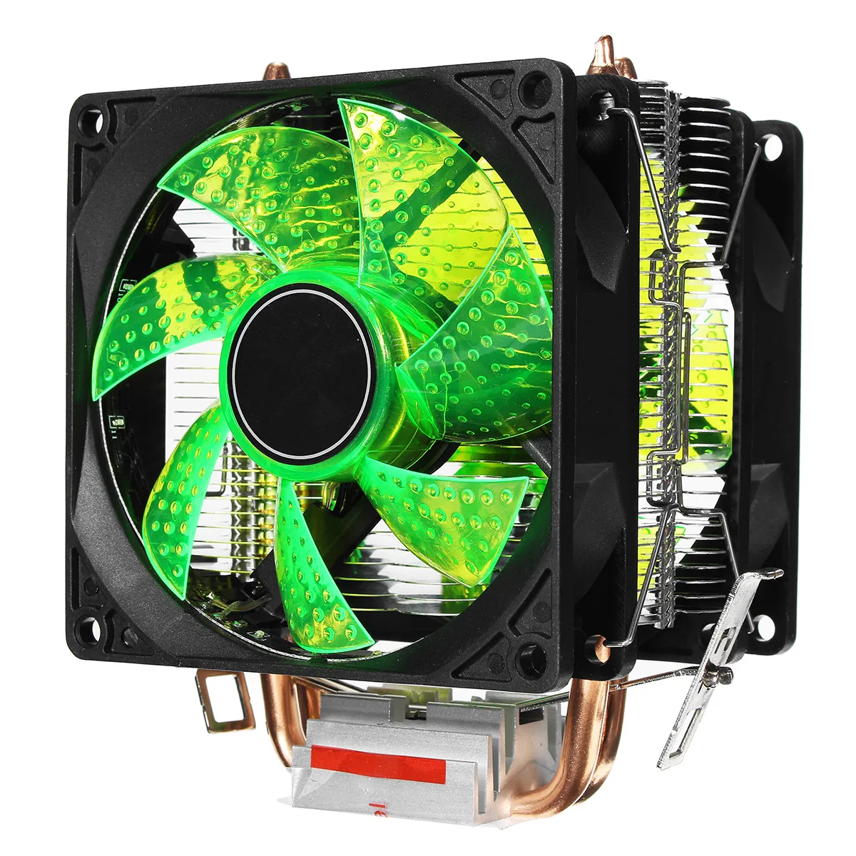 2 тепловых трубки cpu кулер светодиодный cpu двойной вентилятор Радиатор для LGA 1155 775 1156 AMD 12V двойной кулер для процессора мощный вентилятор для AMD - Цвет лезвия: Зеленый