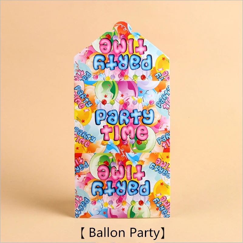 Ballon Party 10 шт., пригласительные вечерние открытки с героями мультфильмов, открытки с приглашением на день рождения для маленьких мальчиков и девочек, украшения для свадебной вечеринки - Цвет: Ballon Party