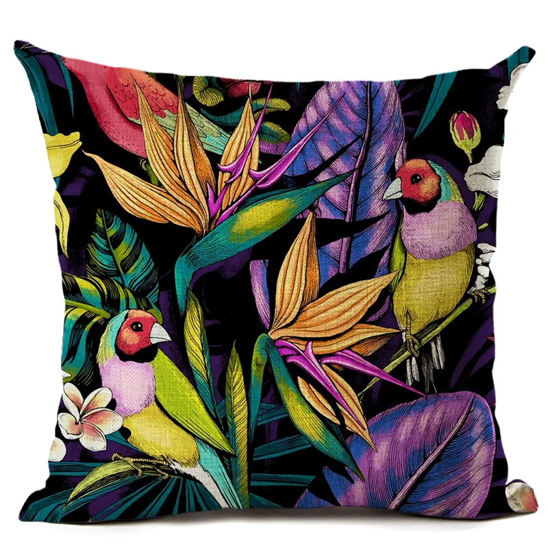 Nordic птицы красочные Колибри пальмы Подушка с цветочным принтом покрывало на