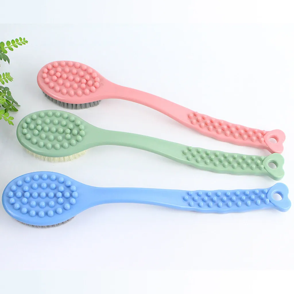 Bath Brush Long Handle Wooden Bristles Soft Hair Rub Back Shower Brush Remove the horny massage brush Anti Skid Scrubber