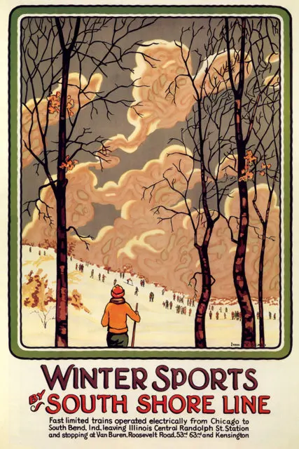 Винтажный постер для катания на лыжах занятий спортом путешествий классические