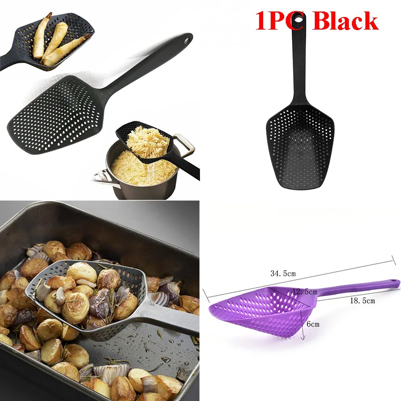 1PC Black Кухонные принадлежности в форме листа для очистки риса, сито для мытья бобов, Горохов, кухонные гаджеты, инструменты для уборки, кухонные принадлежности, товары C - Цвет: 1PC Black