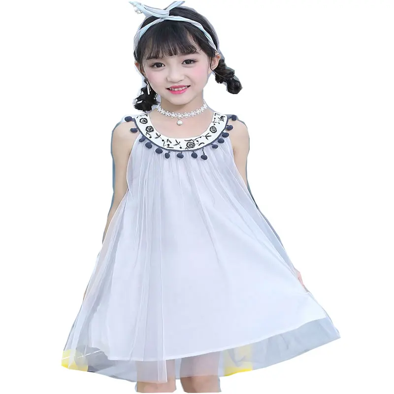 Сетчатое платье на бретельках для девочек летняя детская одежда Robe Girl Princess