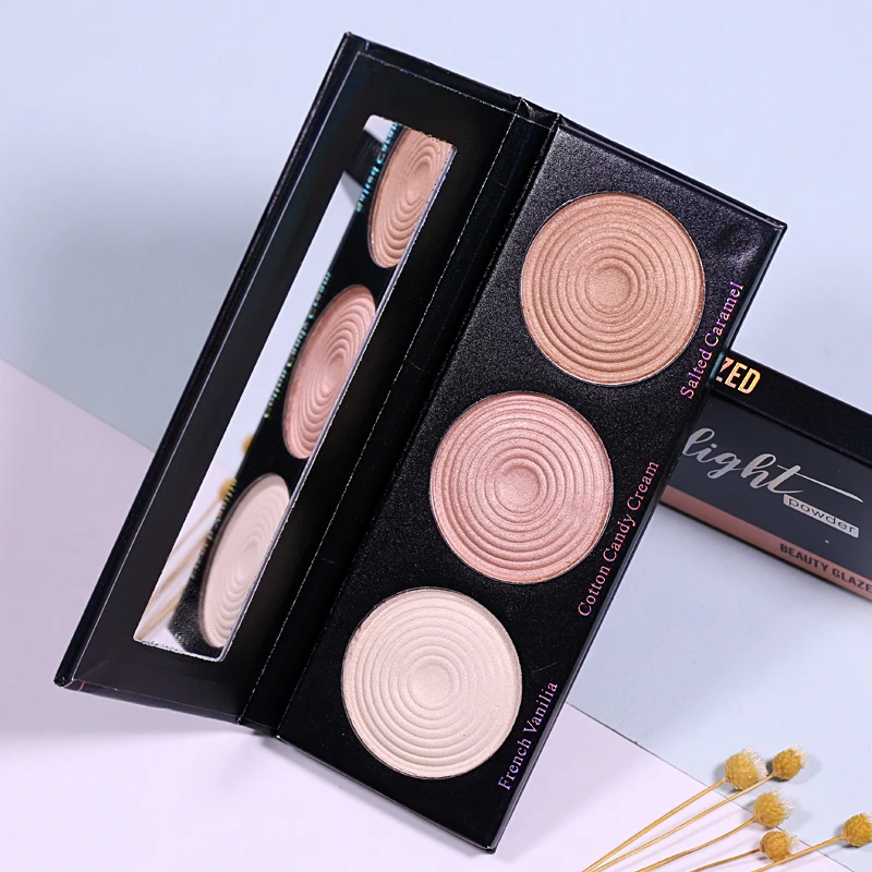 2018 Новый 3 вида цветов Профессиональный светящийся Хайлайтер для лица Палитра