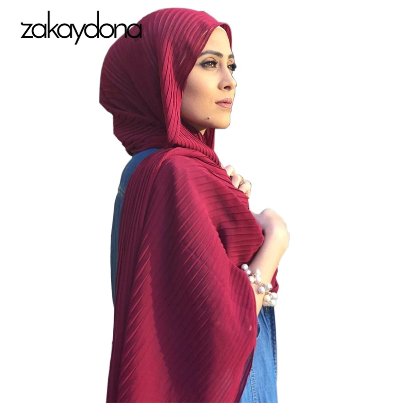 zakaydona Women Bubble Chiffon Scarf Soft Long Solid Color Islam Muslim Hijab Female Headband Green Scarfs For Ladies 0004 | Аксессуары