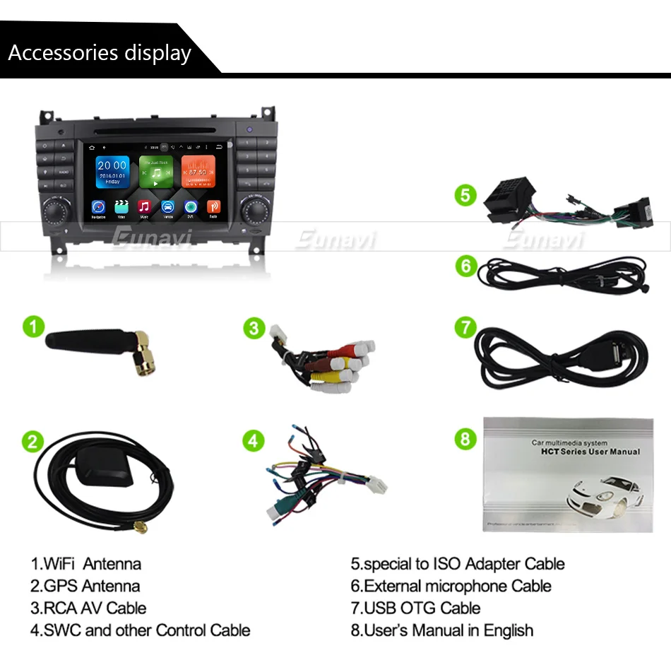 Eunavi 8 ядерный 2 Din Android 9 автомобильный dvd-плеер радио gps для c-класса W203 2004-2007 Clk W209 2005 A-w168 1998 2002 Clk-c209 DSP