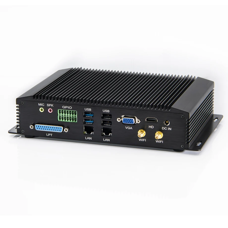 Мини ПК GPIO LPT 6 * COM с поддержкой RS232 422 485 безвентиляторный промышленный компьютер i7