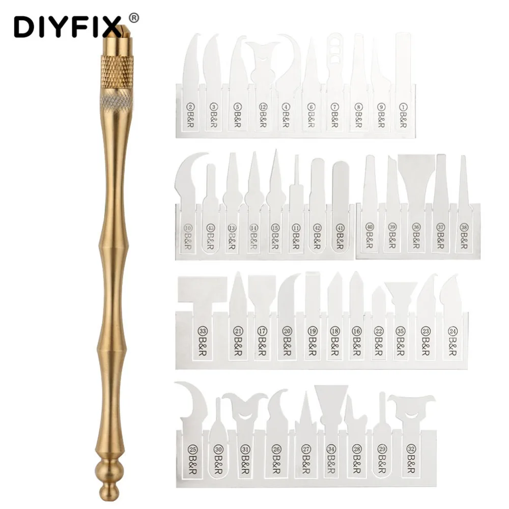 Ремонтный нож DIYFIX 43in1 BGA для удаления микросхем процессора, рукоятка из титанового сплава с 43 лезвиями для быстрого ремонта