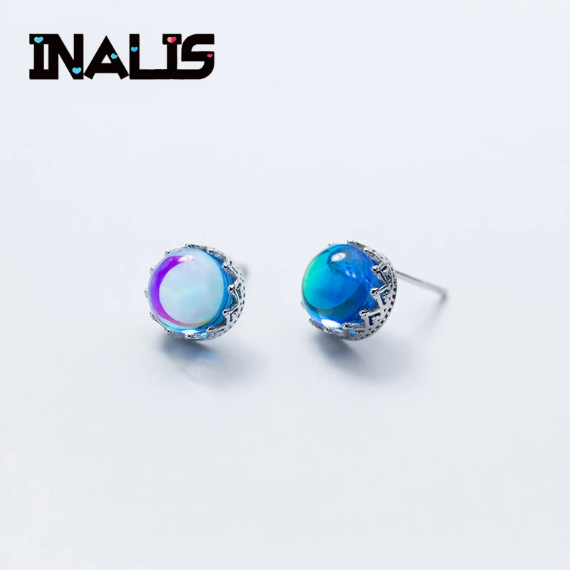 INALIS новые роскошные серьги гвоздики S925 Стерлинговое Серебро инкрустация