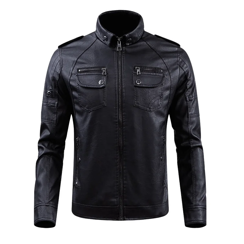 WISH111 Black Мужская куртка, теплые кожаные пальто, для фитнеса, флисовая, новинка, стоячий воротник, топ, Мужская джинсовая куртка, парка, толстый искусственный мех, мужские тонкие пальто - Цвет: WISH111 Black