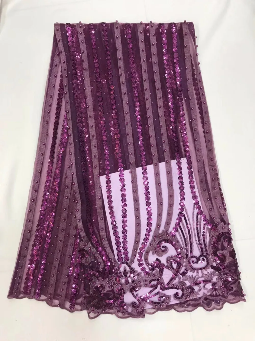 lace fabric with sequins and beads high quality french net nigerian bridal fabric5yard/lot | Дом и сад