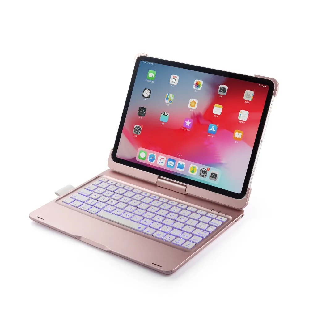 360 градусов вращение Беспроводная Bluetooth клавиатура чехол для iPad Pro 11 дюймов с Красочная светодиодная подсветка