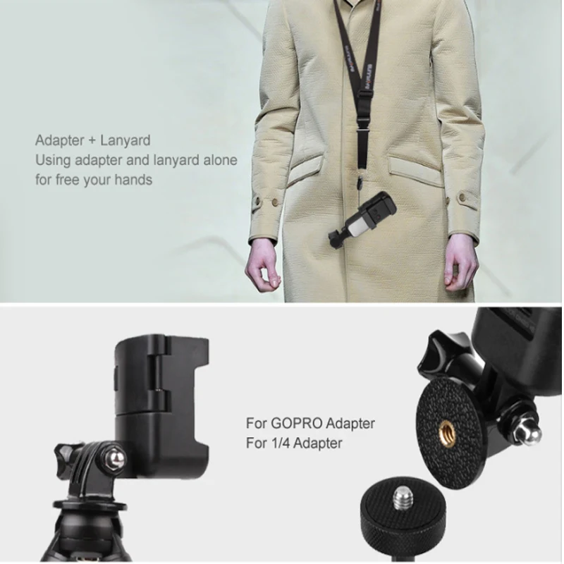 Улучшенная Пряжка адаптер для DJI OSMO POCKET с ремешком на запястье/шею 1/4 штатива gopro