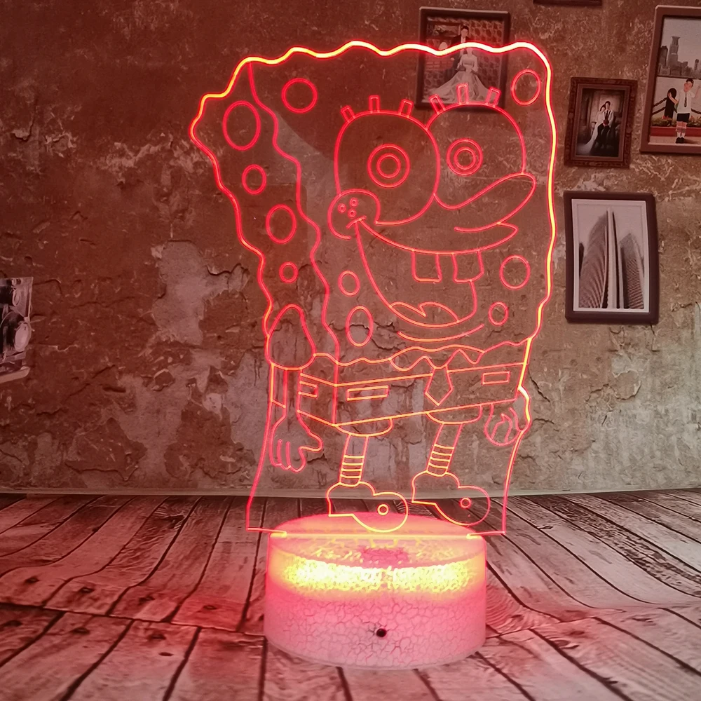 Прямая поставка мультяшная Губка Боб Квадратные Штаны 3D ночник лампа с