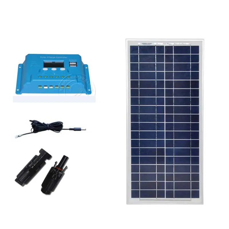 

12v 20w Solar Panel Charger Battery Solar Charge Controller 12v/24v 10A PWM LCD Camping Motorhome Caravan Rv Waterproof