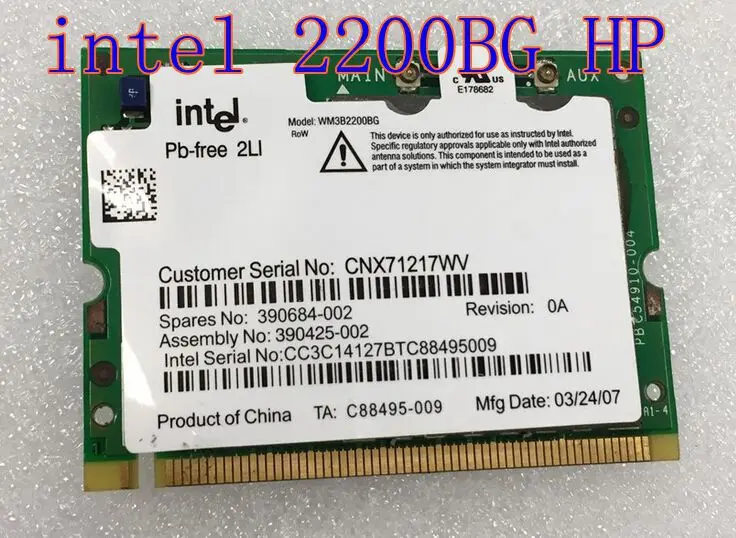 Nc6110 nc6120 nc6140 nc6220 nc6230 nc8230 nx6120 Compaq intel 2200 BG MINI-PCI