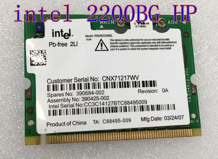 Nc6110 nc6120 nc6140 nc6220 nc6230 nc8230 nx6120 Compaq intel 2200 BG MINI PCI беспроводная карта|wireless card|intel wirelesscard