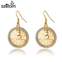 szelam 2019 gold color austrian crystal earrings for women korea fashion life love drop earring wedding jewelry ser150077