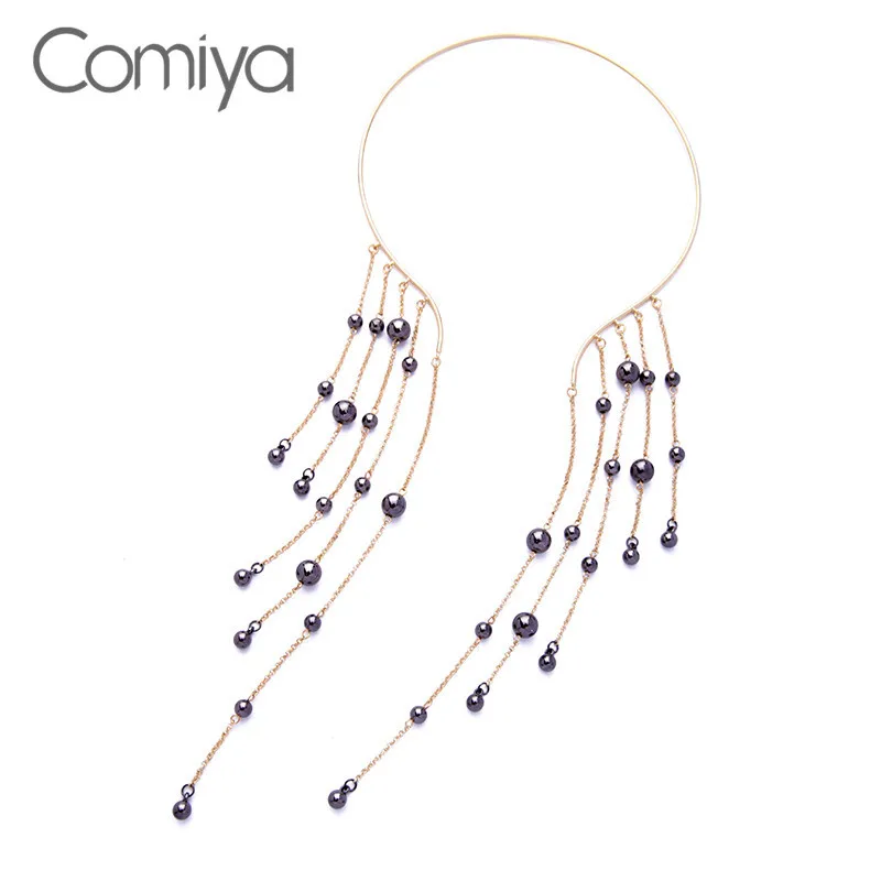 Comiya длинные ссылки ювелирные изделия Boho цинковый сплав CCB бусины ленточки Collare