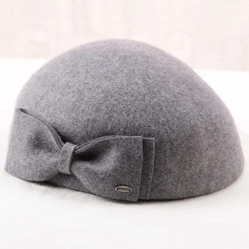 Серый Женская шерстяная шляпа Fedoras, Осень-зима, шерстяные модные береты, Женские повседневные Шапки, английский стиль, Джокер, элегантная шапка художника, шапка стюардессы B8968 - Цвет: Серый