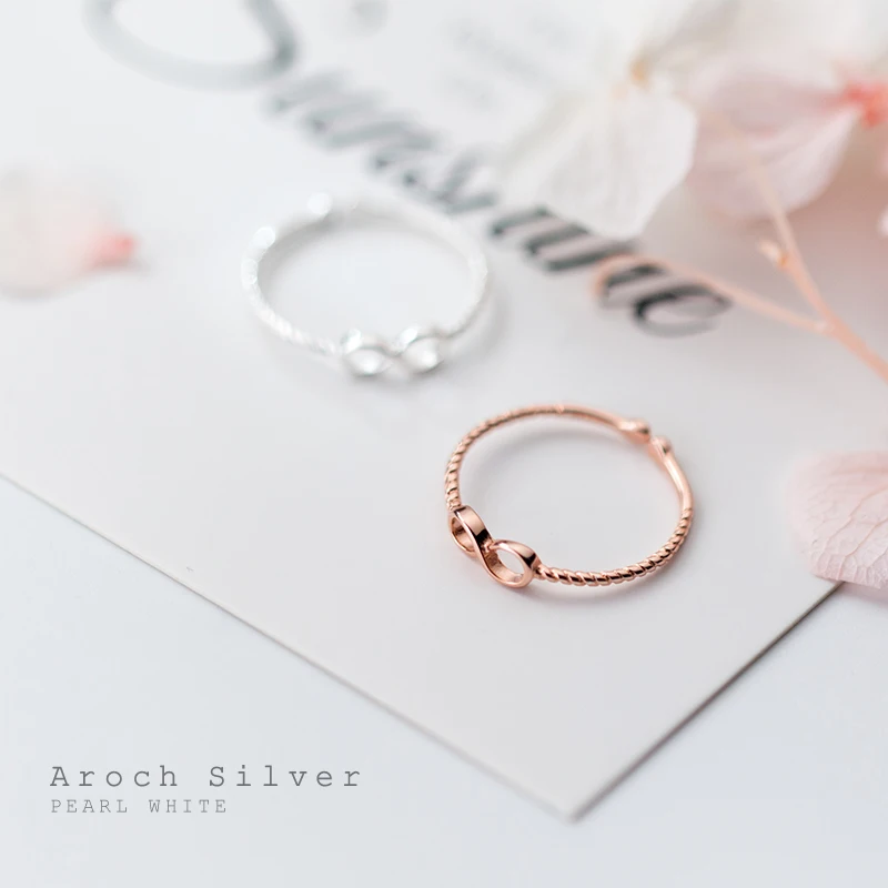 AROCH S925 Серебряное Кольцо женское Hanfeng сладкое бесконечное 8 слов кольцо
