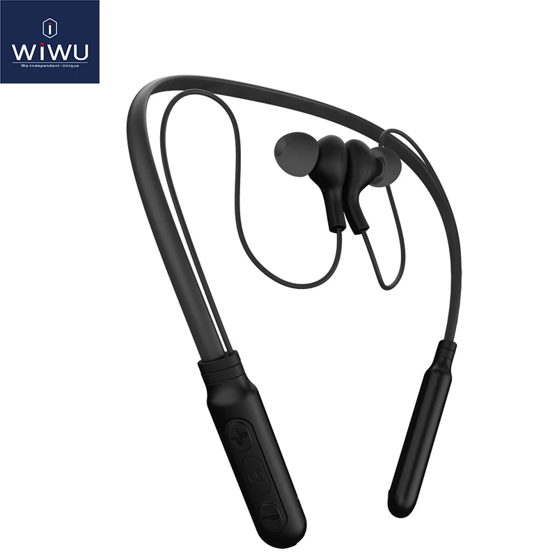 WIWU спортивные наушники водонепроницаемые Bluetooth наушники с шумоподавлением Беговая гарнитура беспроводные наушники микрофон мобильный телефон - Цвет: Черный