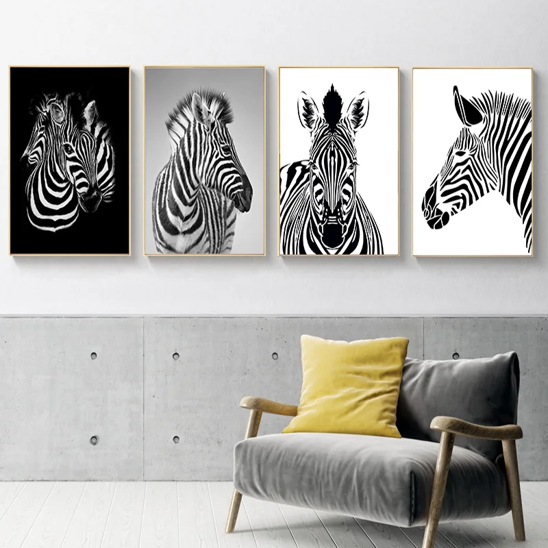 Animal Zebra Posters and Prints Nordic Canvas Art Painting Home Decor Wall Lovely Minimalist Picture for Living Room | Дом и сад