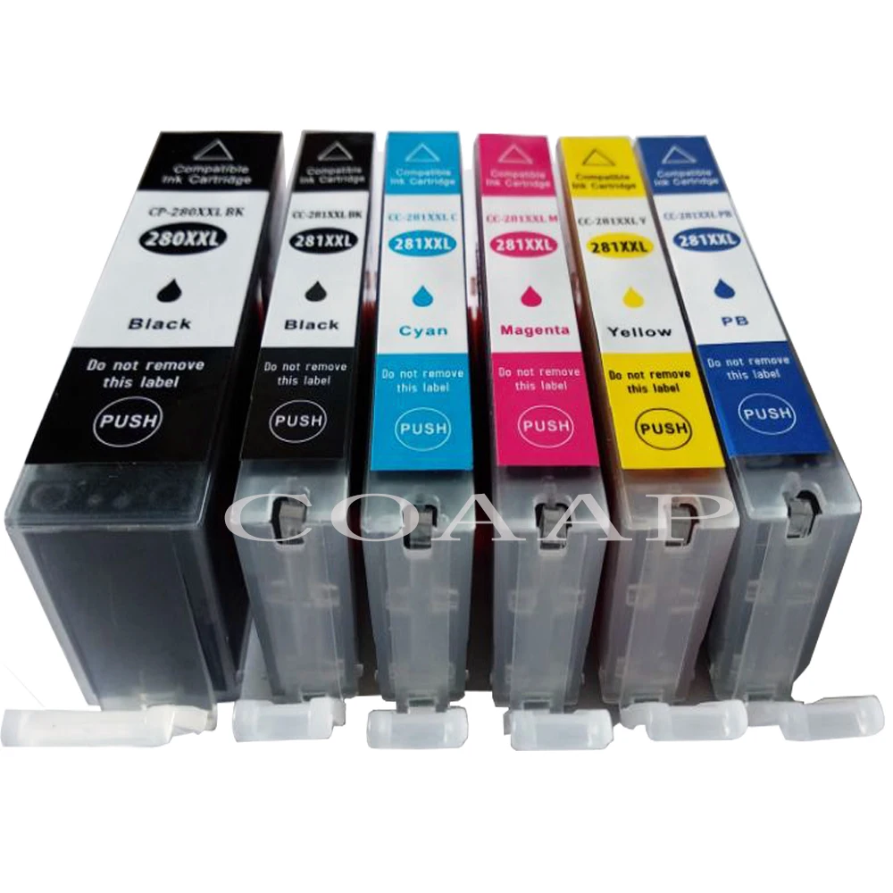 6 шт. PGI 280 CLI 281 совместимый чернильный картридж для canon pgi280 cli281 Pixma TR7520 TR8520 TS9120 TS8120