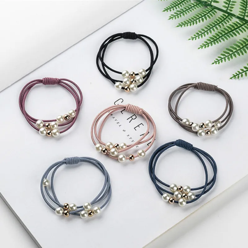 2021 Hair Accessories Pearl Elastic Rubber Bands Ring Headwear Girl Band Ponytail Holder Scrunchy Rope Jewelry |