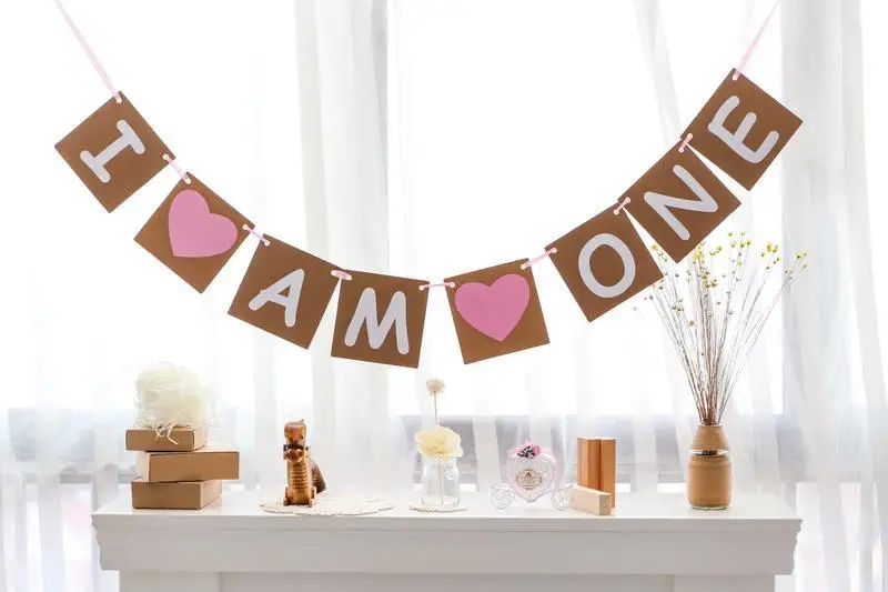 1 х баннер &quoti am one&quot Детские 1st знак дня рождения День деко питания | Дом и сад