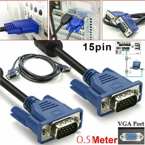 0,5 м VGA кабель «Папа-папа» SVGA кабель для монитора синий штекер для ПК компьютера VGA кабель дисплея 2B24
