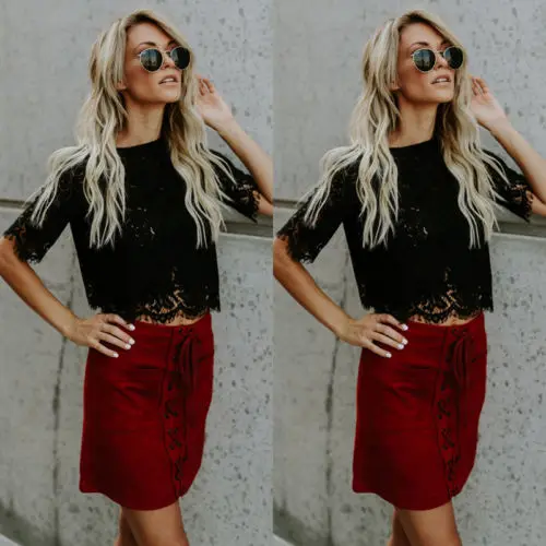 Модные женские свободные топы с коротким рукавом кружевная Цветочная блузка