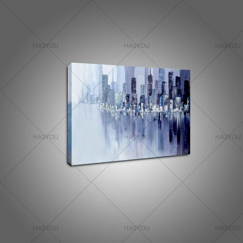 Искусный абстрактный современный холст ручная работа известная художница синий