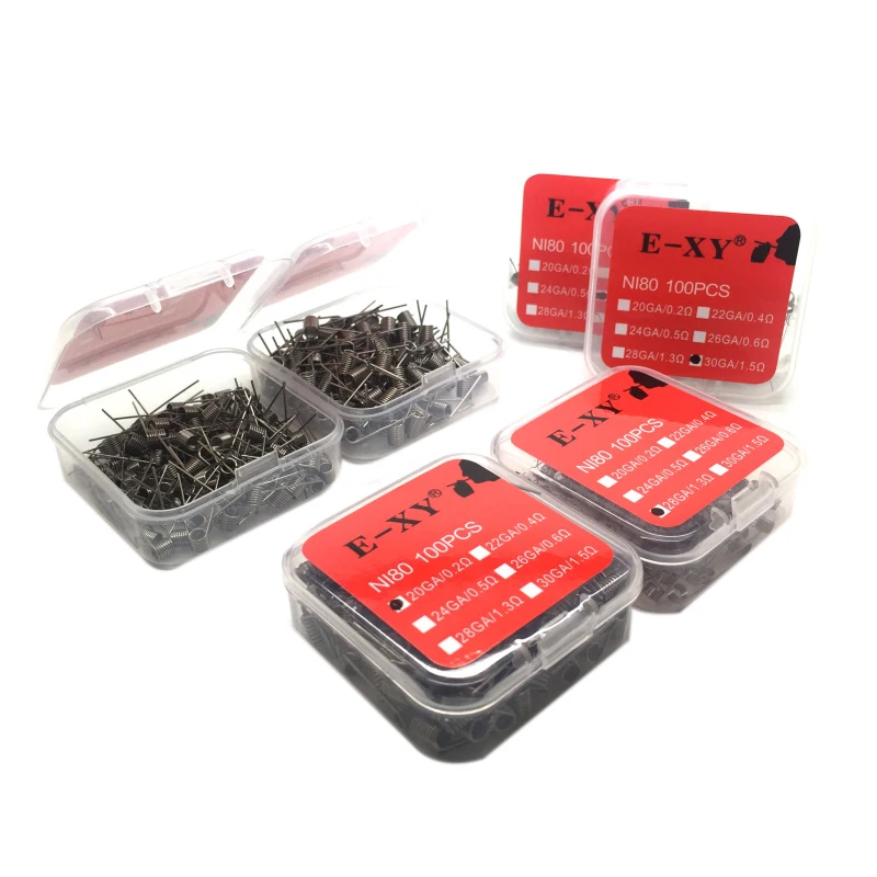 100pcs/Pack Ni80 Coil for Electronic Cigarette Prebuilt Coil Resistance RDA RTA Atomizer Heating Premade Coil Wire Heating Wir