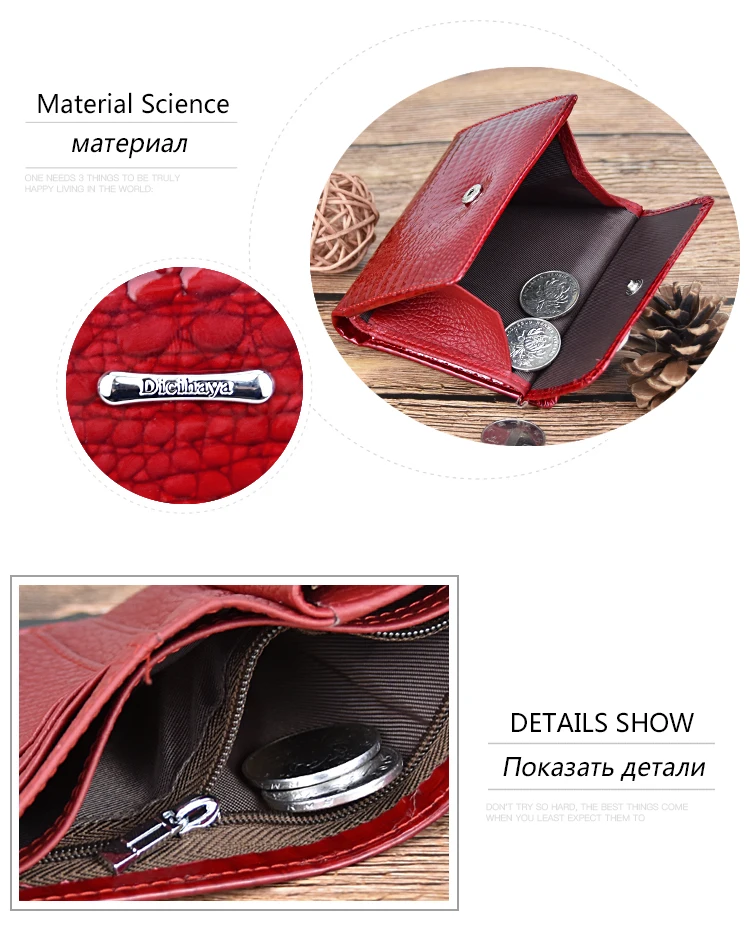 DICIHAYA, мини-кошелек, женские кошельки из натуральной кожи, с сумкой для монет, Аллигатор, на застежке, короткий кошелек, женские маленькие кошельки и кошельки