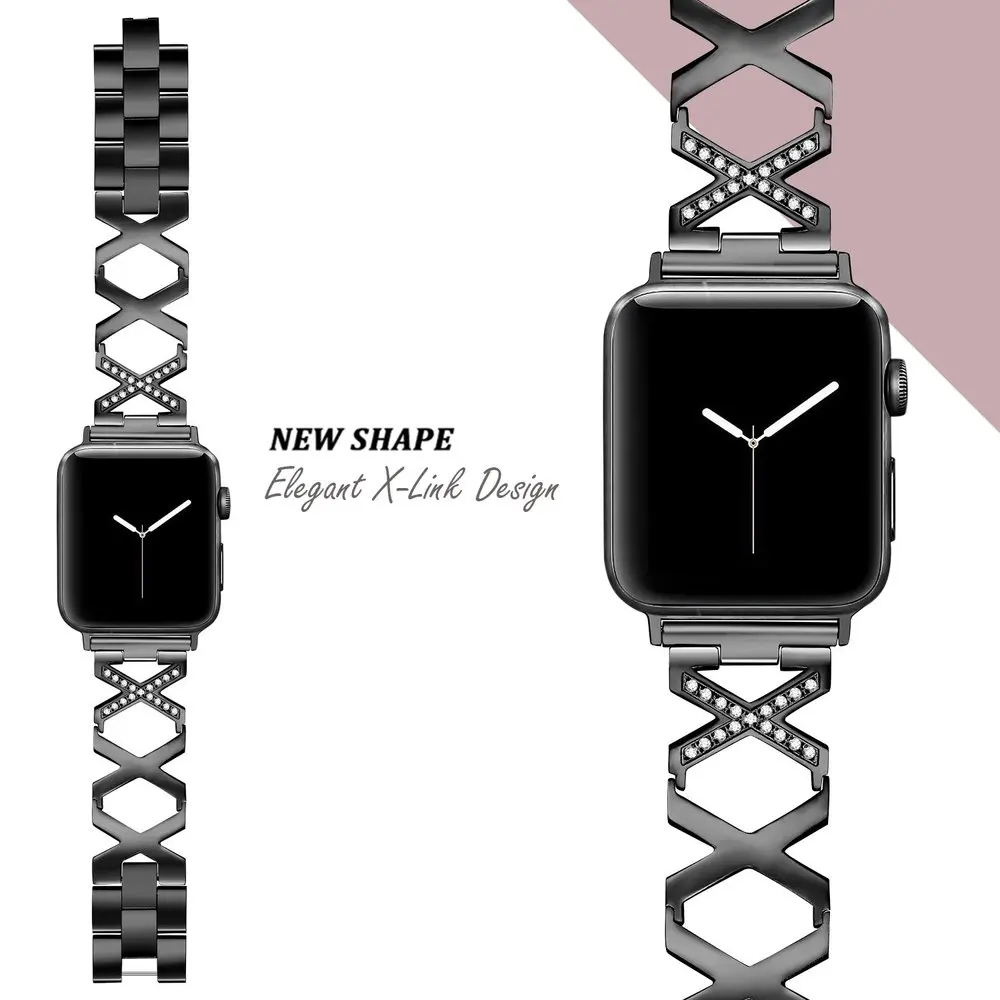 Женский браслет с бриллиантами для Apple Watch 38 мм 42 44 40 металлический ремешок из
