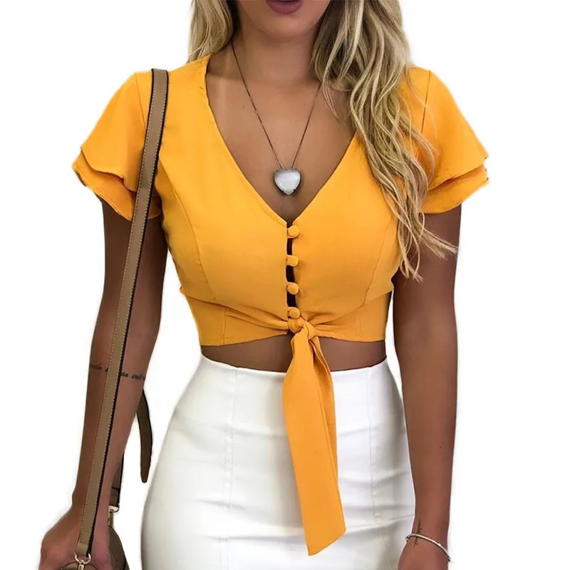 DORVIVON Женская белая блузка 2019 camicetta donna сексуальные рубашки с v образным вырезом