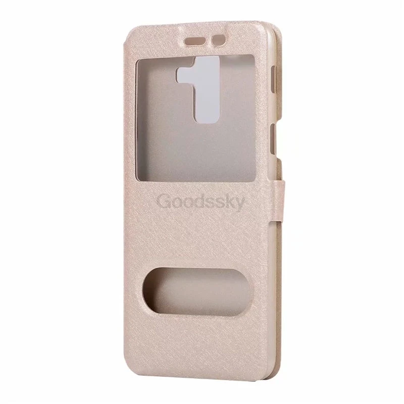 Чехол для samsung Galaxy J3 J4 Plus J6 Plus J2 Core, кожаный чехол с двойным окошком, шелковая подставка, откидная задняя крышка, чехол