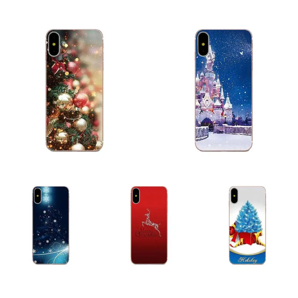 Мягкий ТПУ чехол для телефона наклейка с новогодней елкой Apple iPhone 4 4S 5 5C 5S SE 6 6S 7 8 Plus