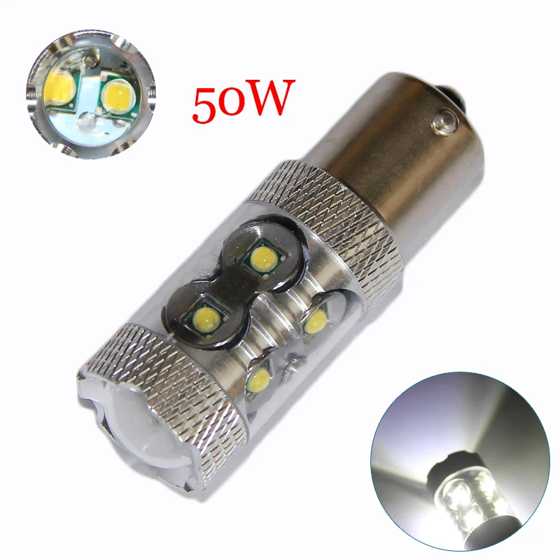 

2PCS * 50W 1156 S25 P21W BAU15S BA15S 6000K LED Turn Signal Light Backup High Power 50W Led Reverse Lamp DC12V 360 Degree Beam