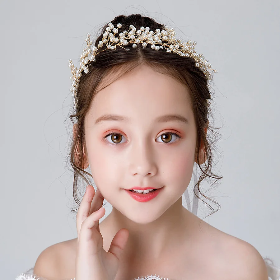 

Детский головной убор с золотыми цветами, повязка на голову для танцев, Универсальная повязка на голову для девочек, аксессуары для девочек ...