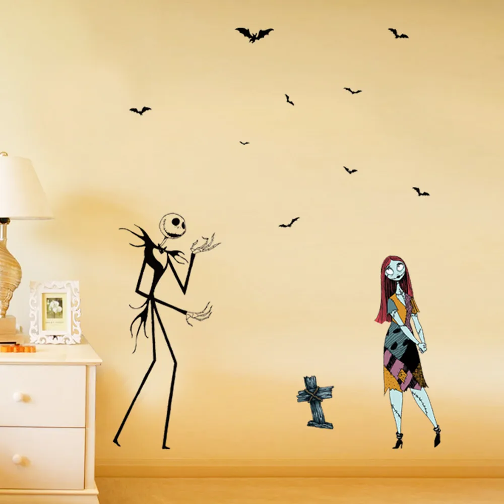 Halloween Witch Background Decorated Home Living Room Bedroom Wall Stickers Grim Reaper pegatinas de pared 18Sep | Дом и сад